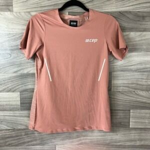 CEP Sports Womens Run Shirt Top Pink Dot Short Sleeve‎ Crew Neck Breathable S